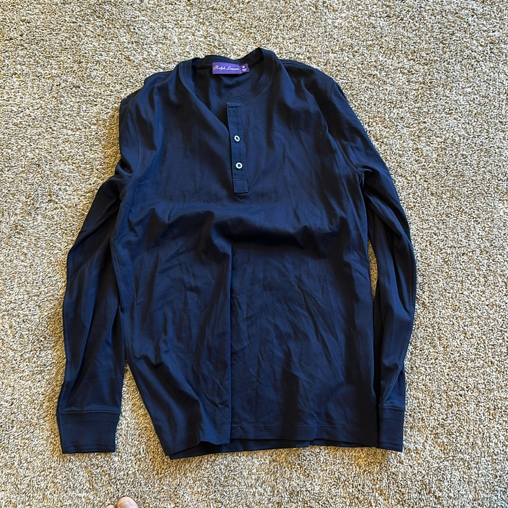 Medium Navy Blue Ralph Lauren long sleeved button up shirt